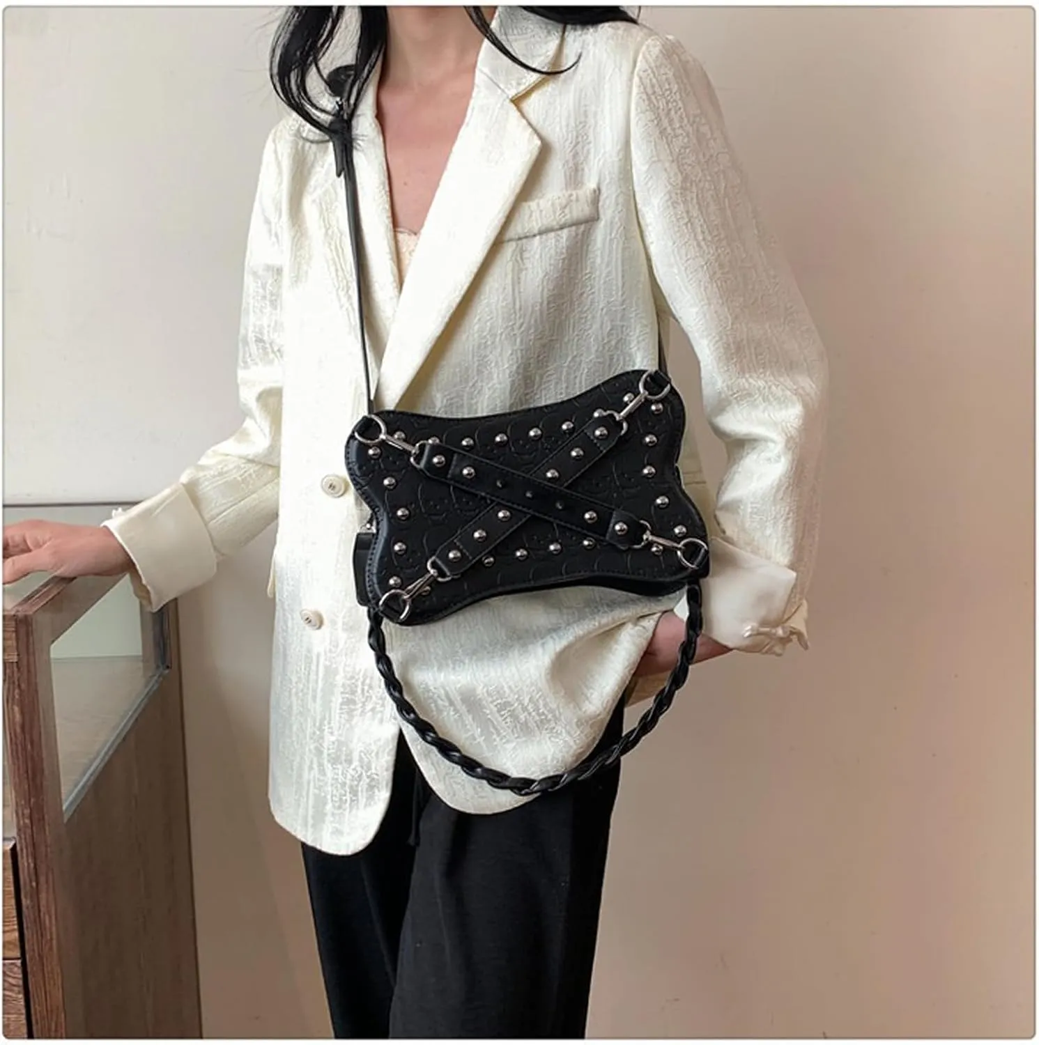 Women's Crossbody Bag Gothic Wallet Rivet Sweet Cool Dark PU Leather Punk Rock Party Shoulder Bag
