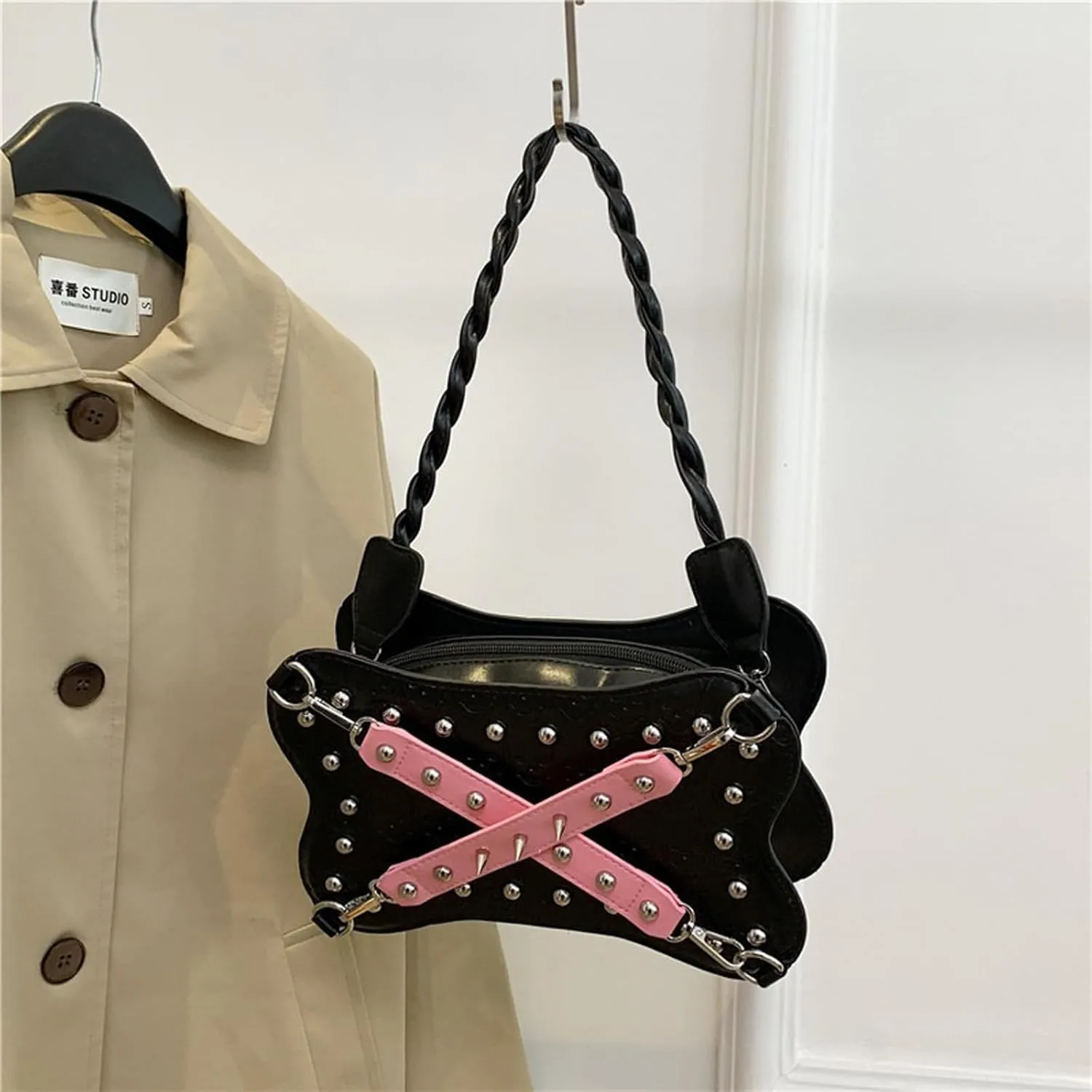 Women's Crossbody Bag Gothic Wallet Rivet Sweet Cool Dark PU Leather Punk Rock Party Shoulder Bag