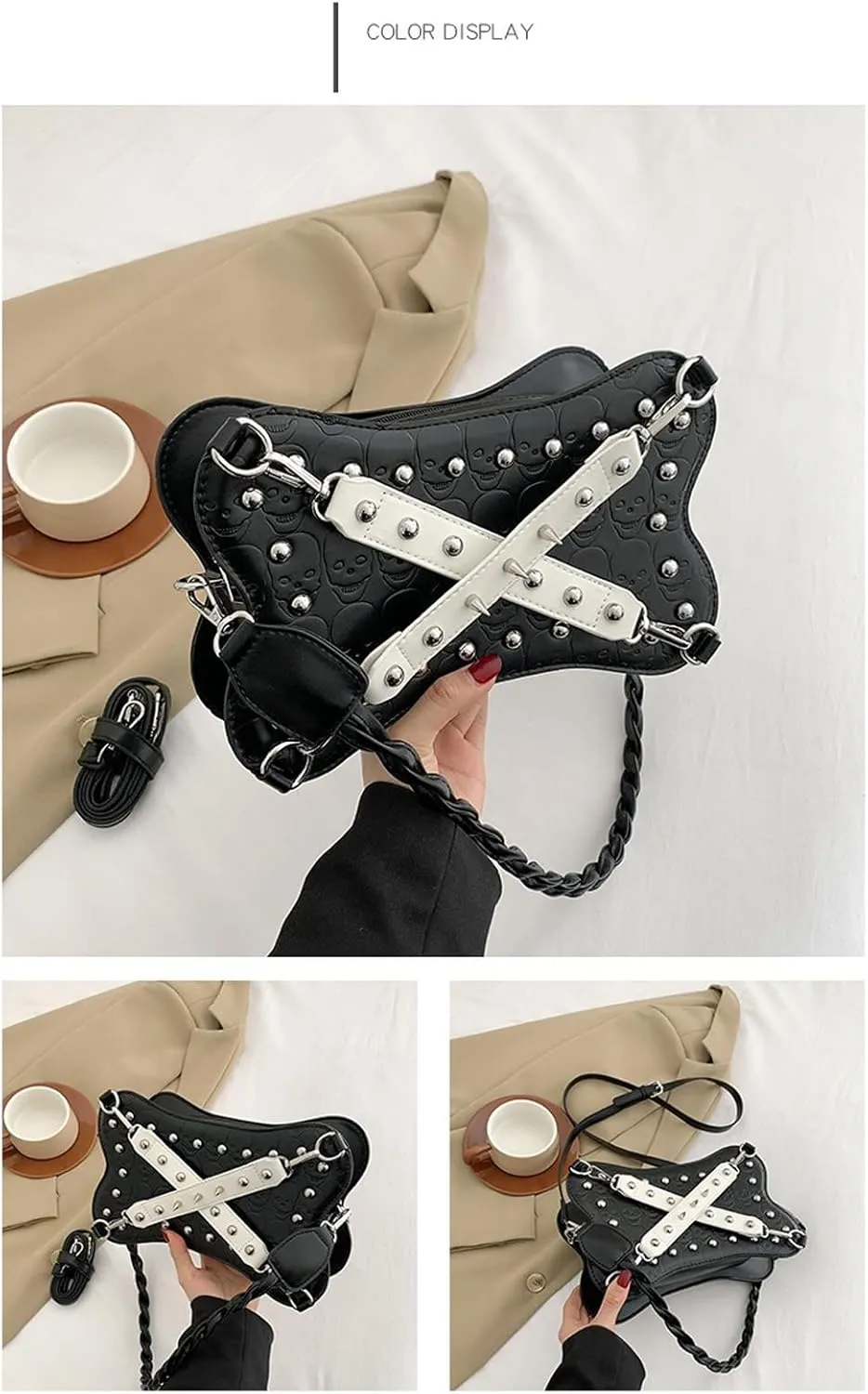 Women's Crossbody Bag Gothic Wallet Rivet Sweet Cool Dark PU Leather Punk Rock Party Shoulder Bag