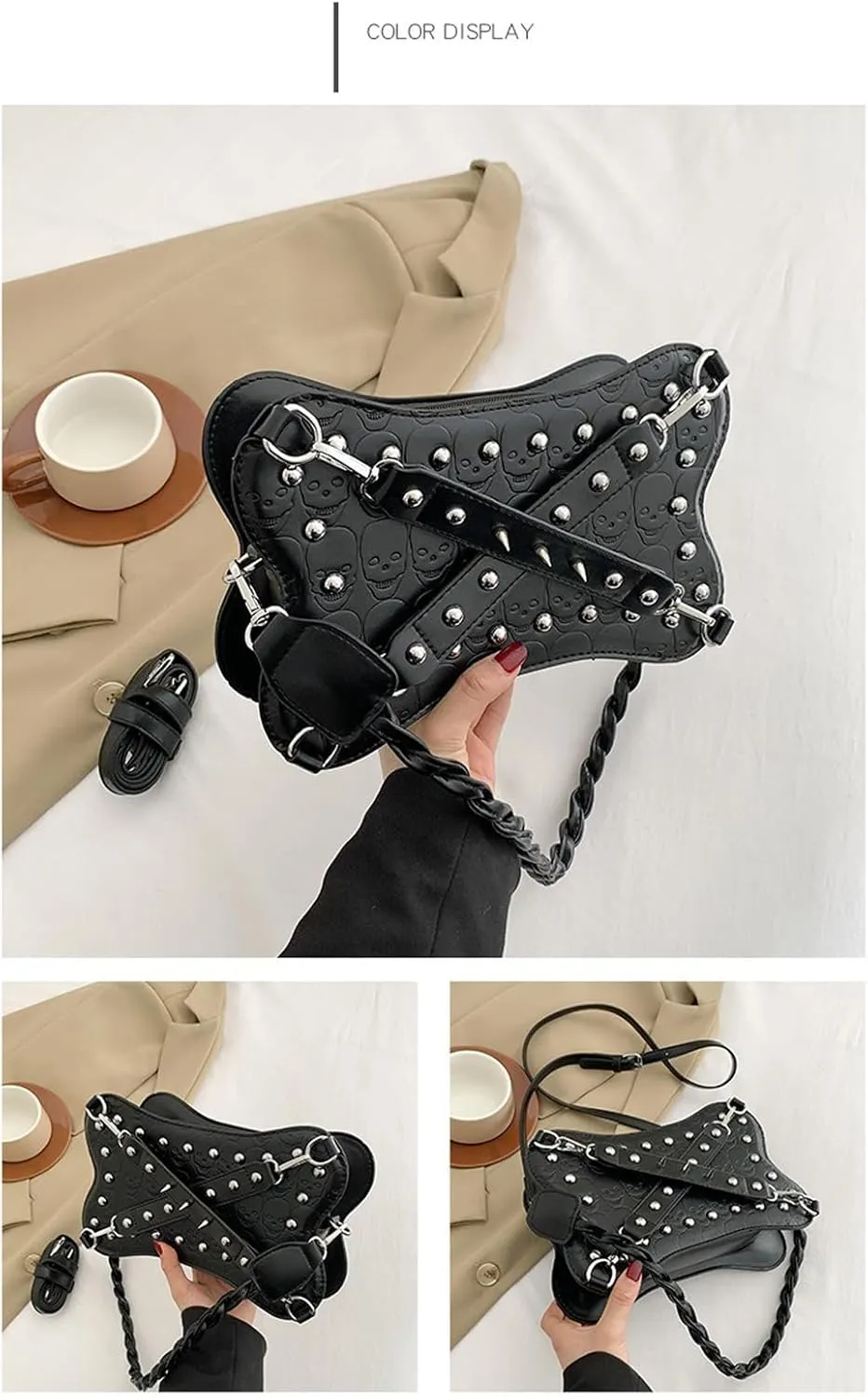 Women's Crossbody Bag Gothic Wallet Rivet Sweet Cool Dark PU Leather Punk Rock Party Shoulder Bag