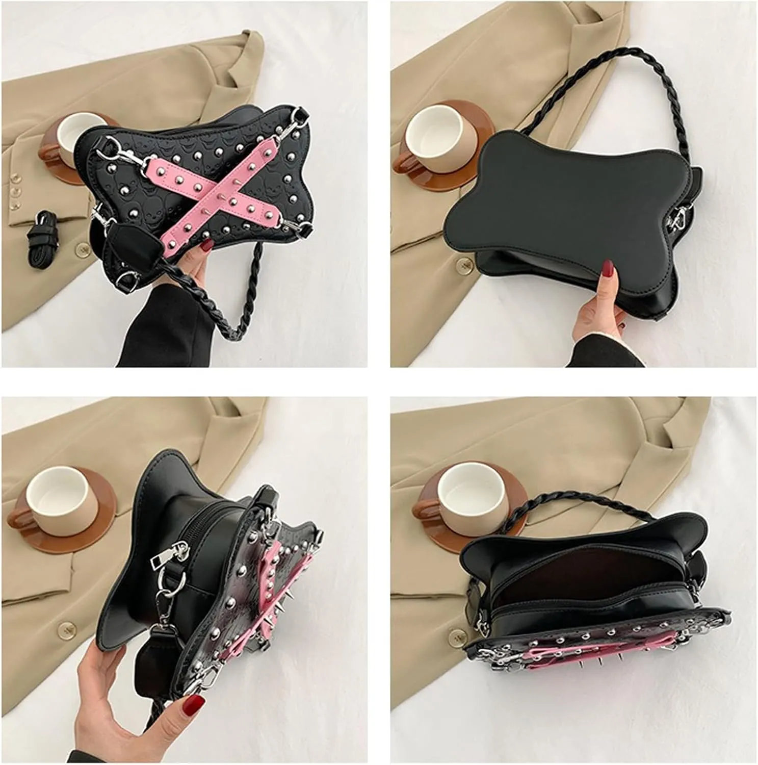 Women's Crossbody Bag Gothic Wallet Rivet Sweet Cool Dark PU Leather Punk Rock Party Shoulder Bag