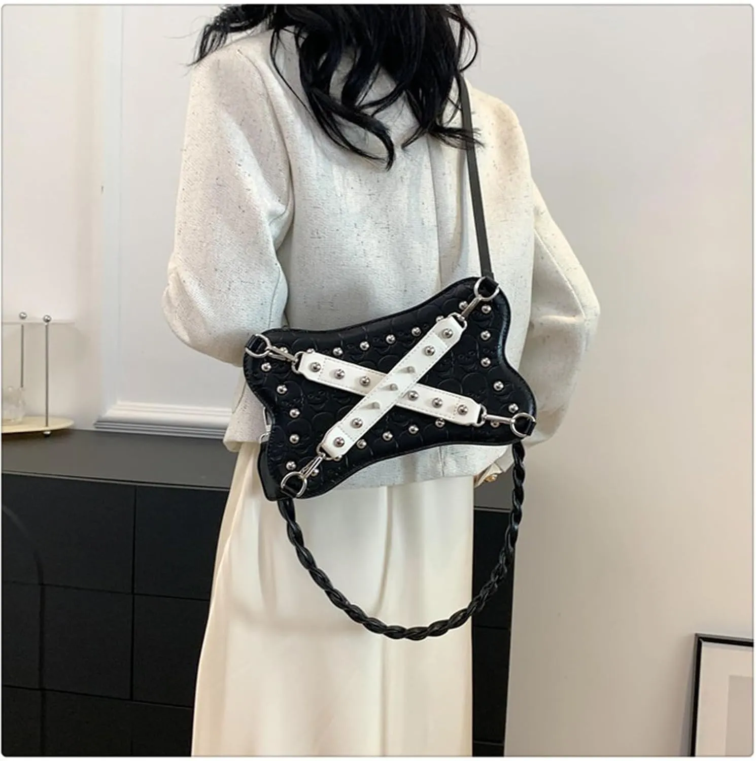 Women's Crossbody Bag Gothic Wallet Rivet Sweet Cool Dark PU Leather Punk Rock Party Shoulder Bag