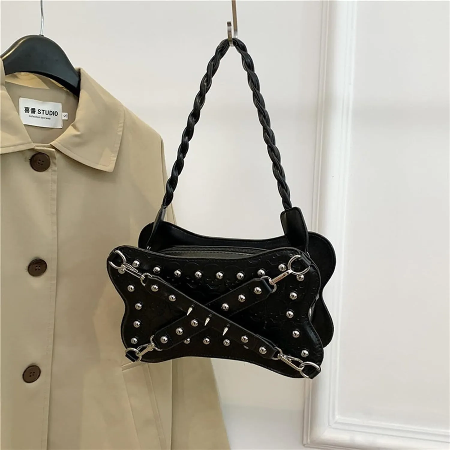 Women's Crossbody Bag Gothic Wallet Rivet Sweet Cool Dark PU Leather Punk Rock Party Shoulder Bag