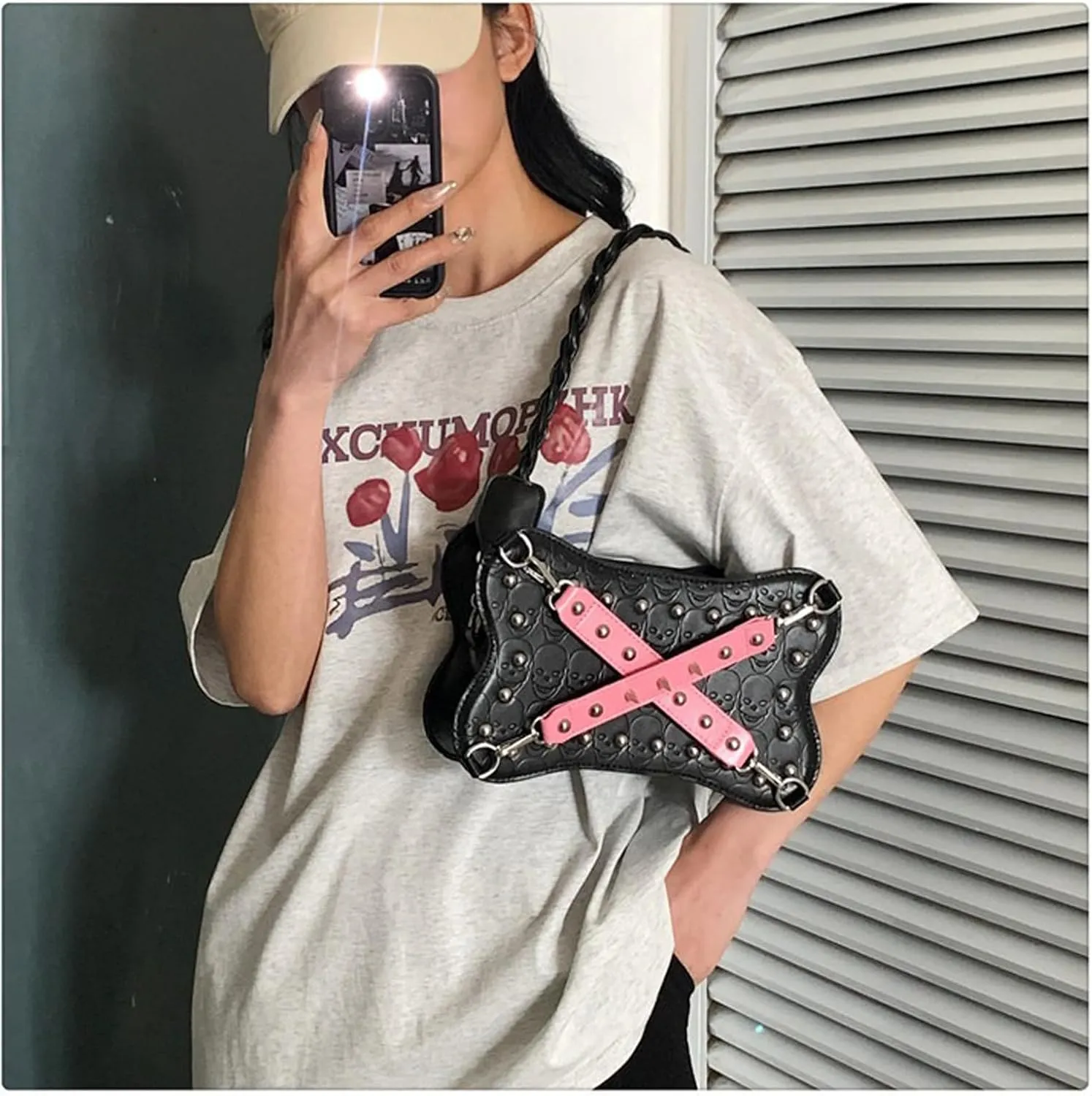 Women's Crossbody Bag Gothic Wallet Rivet Sweet Cool Dark PU Leather Punk Rock Party Shoulder Bag