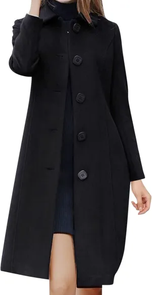 Womens Fit Mid Long Breasted Coat Lapel Jacket Overcoat Outwear Trench Windbreaker Double Breast Overcoat Women