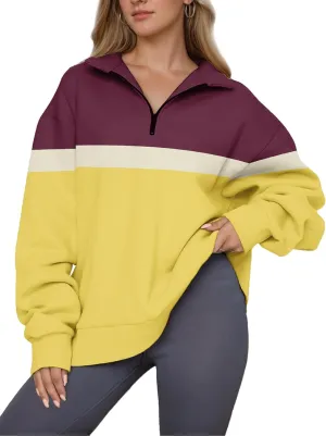 Womens Half Zip Sweatshirts Fall Fashion Oversized Hoodies Pullover Long Sleeve Shirts Clothes