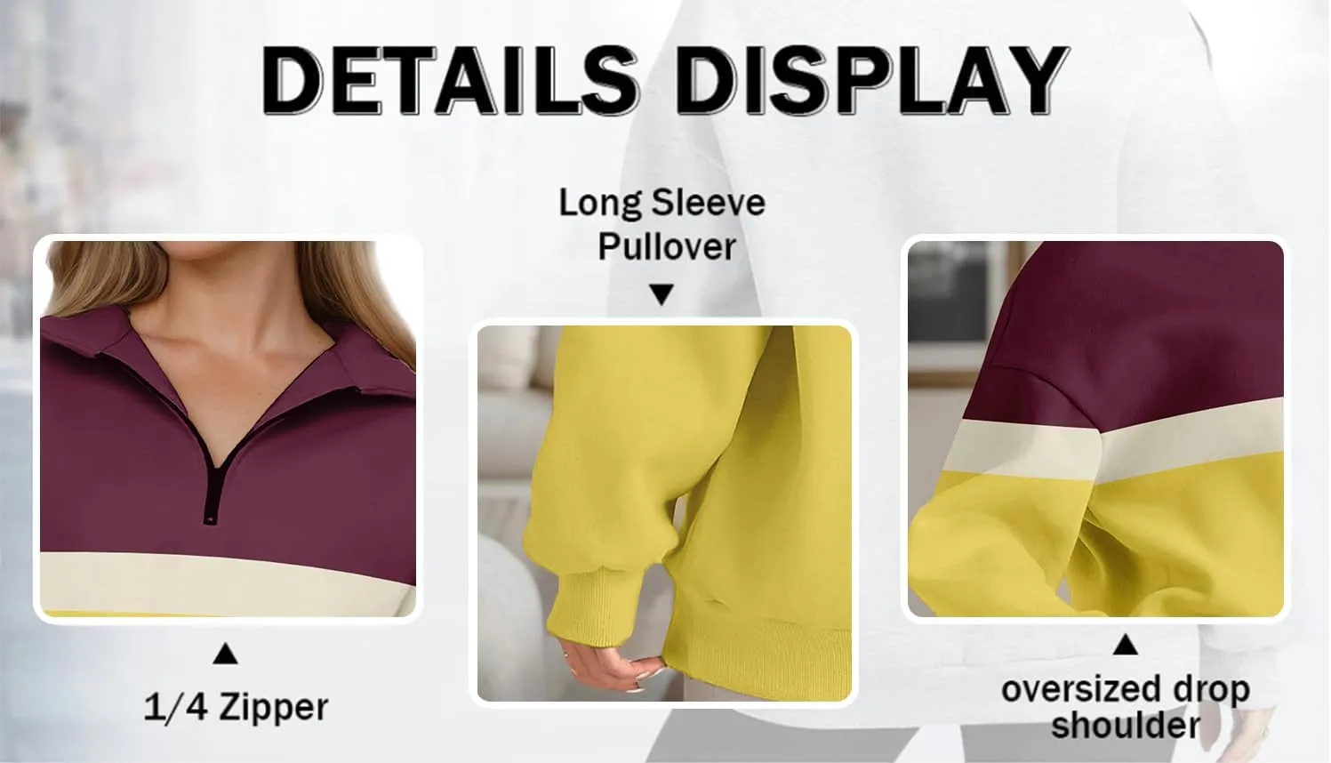 Womens Half Zip Sweatshirts Fall Fashion Oversized Hoodies Pullover Long Sleeve Shirts Clothes