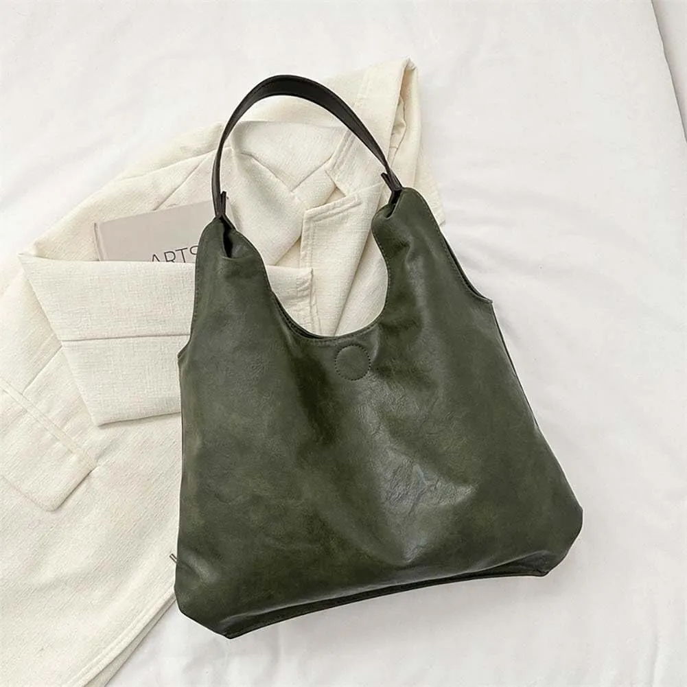 Women's Handbag Retro Solid Color Casual Minimalist PU Single Shoulder Underarm Tote Bags