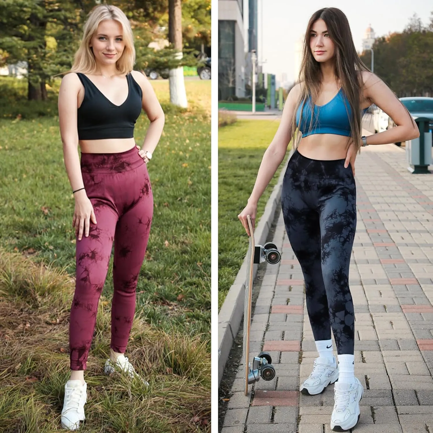 Women's High-Compression Tie-Dye Yogo Pants Seamless Mid-Rise Workout Legging,Breathable & High-Elastic Gym Running