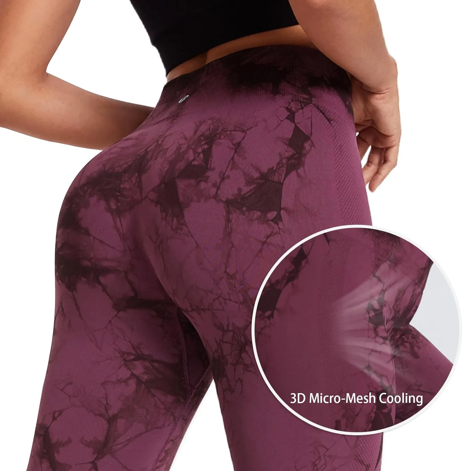 Women's High-Compression Tie-Dye Yogo Pants Seamless Mid-Rise Workout Legging,Breathable & High-Elastic Gym Running