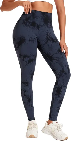 Women's High-Compression Tie-Dye Yogo Pants Seamless Mid-Rise Workout Legging,Breathable & High-Elastic Gym Running
