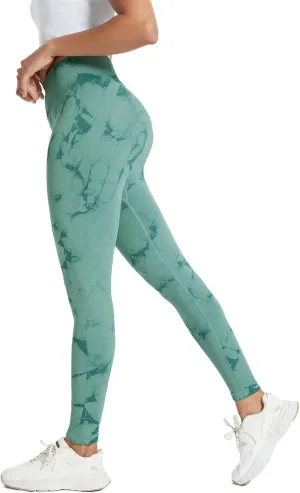 Women's High-Compression Tie-Dye Yogo Pants Seamless Mid-Rise Workout Legging,Breathable & High-Elastic Gym Running
