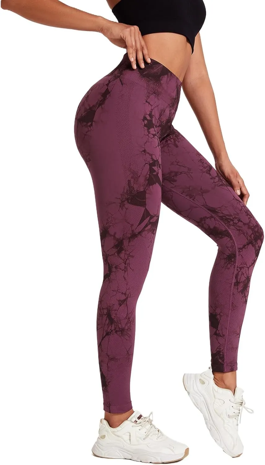 Women's High-Compression Tie-Dye Yogo Pants Seamless Mid-Rise Workout Legging,Breathable & High-Elastic Gym Running