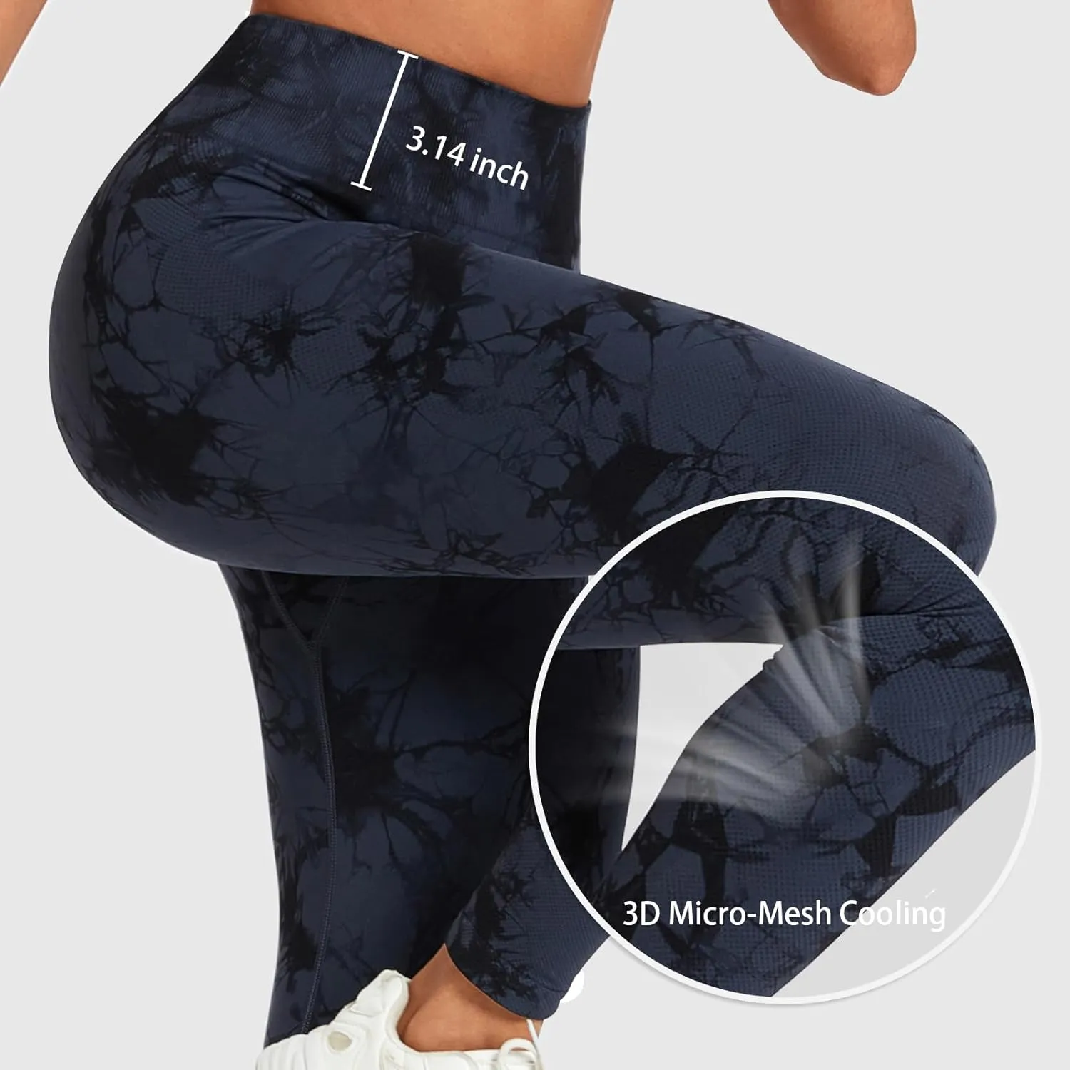 Women's High-Compression Tie-Dye Yogo Pants Seamless Mid-Rise Workout Legging,Breathable & High-Elastic Gym Running