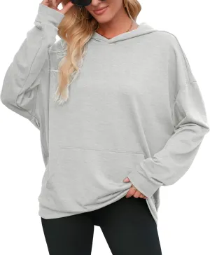 Womens Oversized Hoodies Long Sleeve Sweatshirts Drop Shoulder Pullover Shirts Top Fall Outfits with Pocket