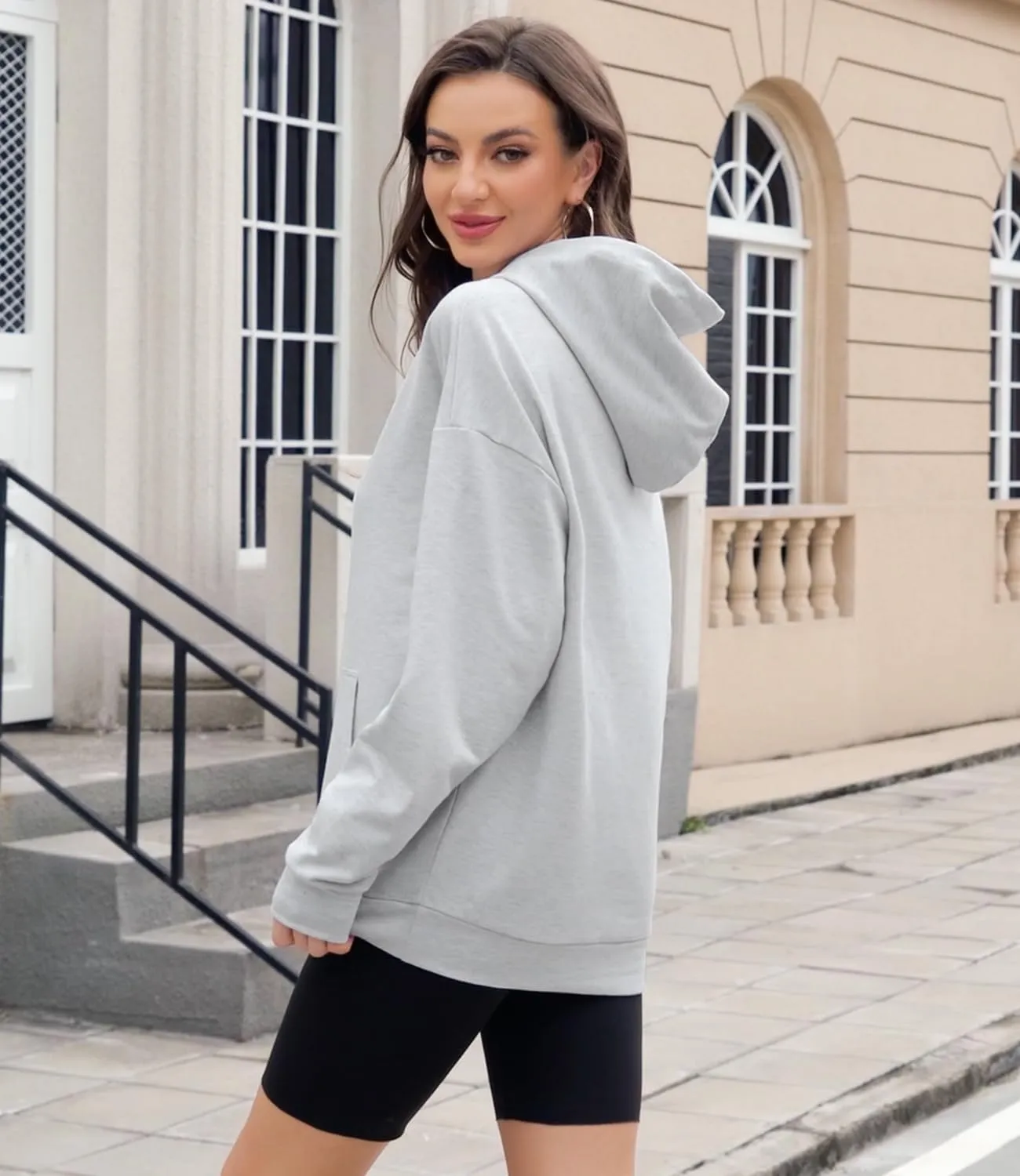 Womens Oversized Hoodies Long Sleeve Sweatshirts Drop Shoulder Pullover Shirts Top Fall Outfits with Pocket