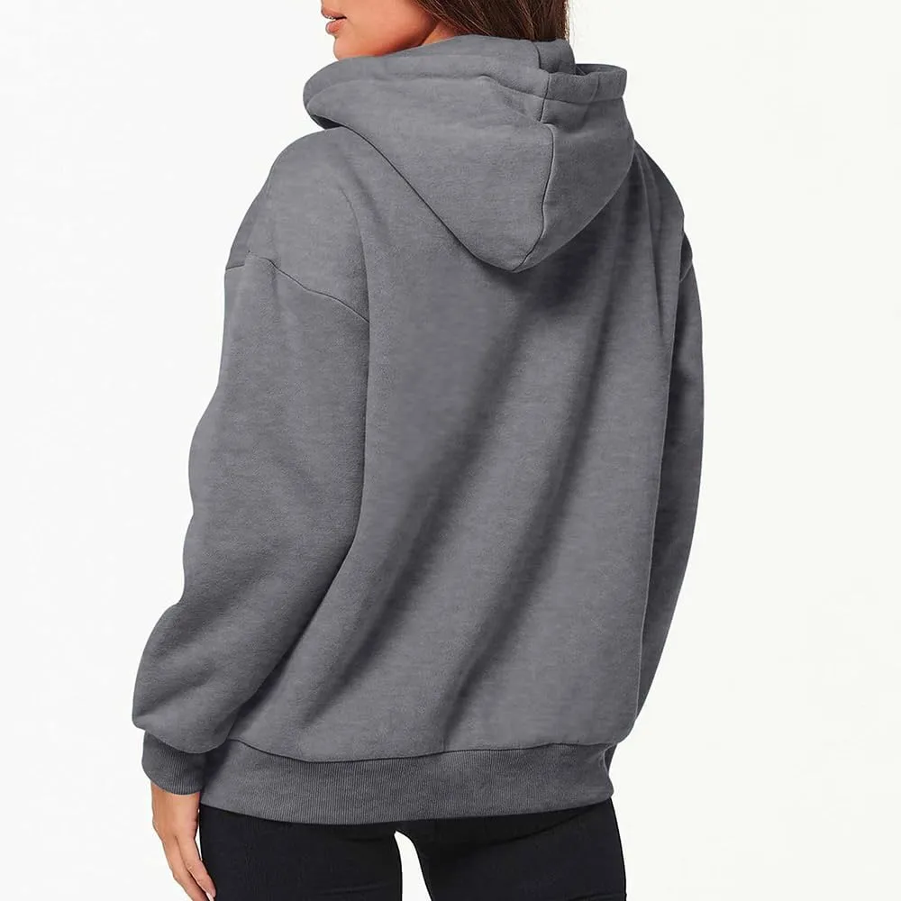Womens Oversized Zip Up Hoodies Loose Long Sleeve Zipper Hooded Sweatshirt Casual Solid Jackets with Pockets