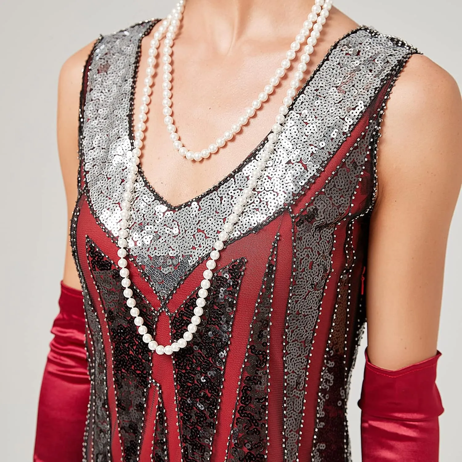 Women's Plus Size Flapper Dress Fringe Glitter Beaded Swing Roaring 20s Gatsby Short Sequin Masquerade Dresses