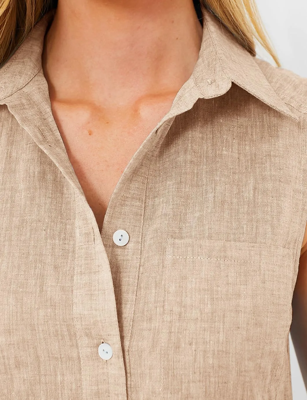 Women's Sleeveless Shirt Dress Summer Collared Button Down Ruffle Hem Tank Mini Dress