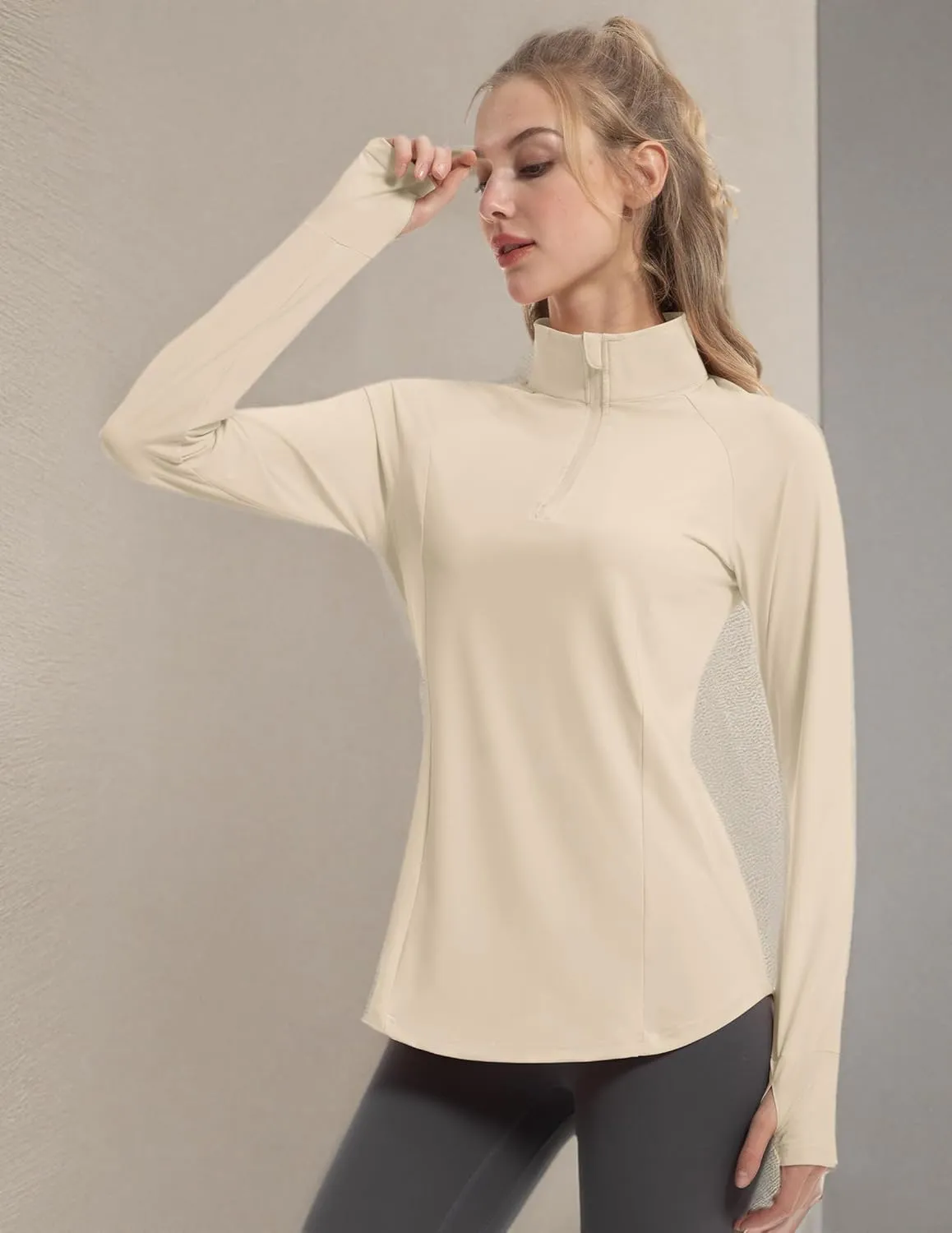 Women's Sun Shirts Long Sleeve Athletic Jackets UPF 50  Top with Thumb Holes Quick Dry for Golf Tennis Hiking