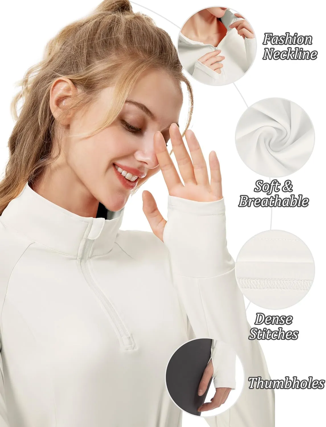 Women's Sun Shirts Long Sleeve Athletic Jackets UPF 50  Top with Thumb Holes Quick Dry for Golf Tennis Hiking