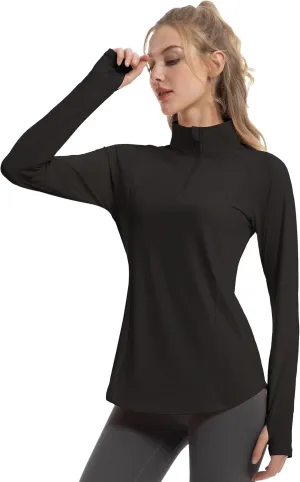 Women's Sun Shirts Long Sleeve Athletic Jackets UPF 50  Top with Thumb Holes Quick Dry for Golf Tennis Hiking