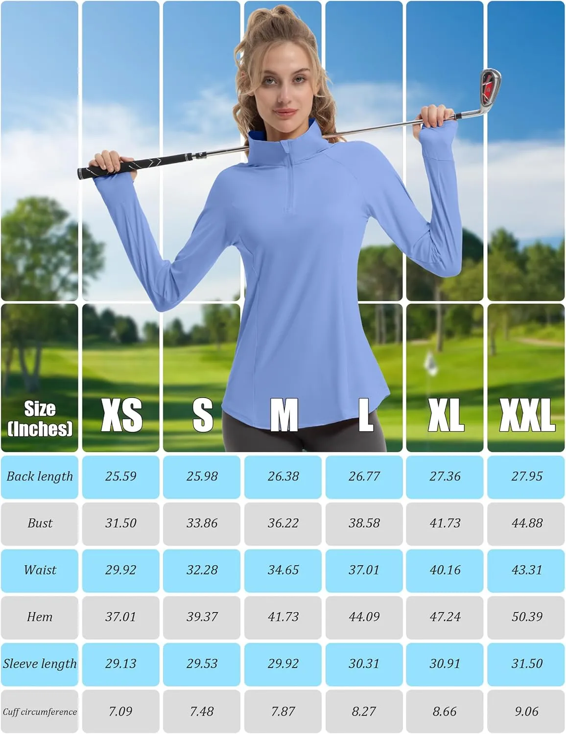 Women's Sun Shirts Long Sleeve Athletic Jackets UPF 50  Top with Thumb Holes Quick Dry for Golf Tennis Hiking