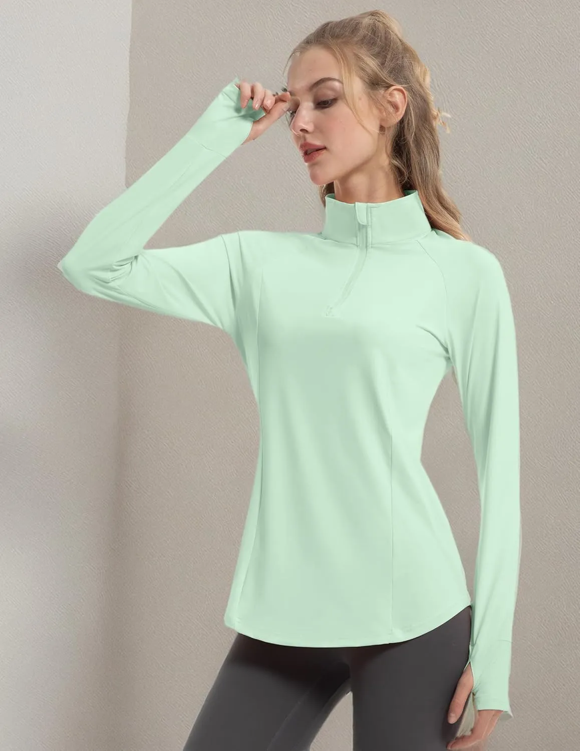 Women's Sun Shirts Long Sleeve Athletic Jackets UPF 50  Top with Thumb Holes Quick Dry for Golf Tennis Hiking