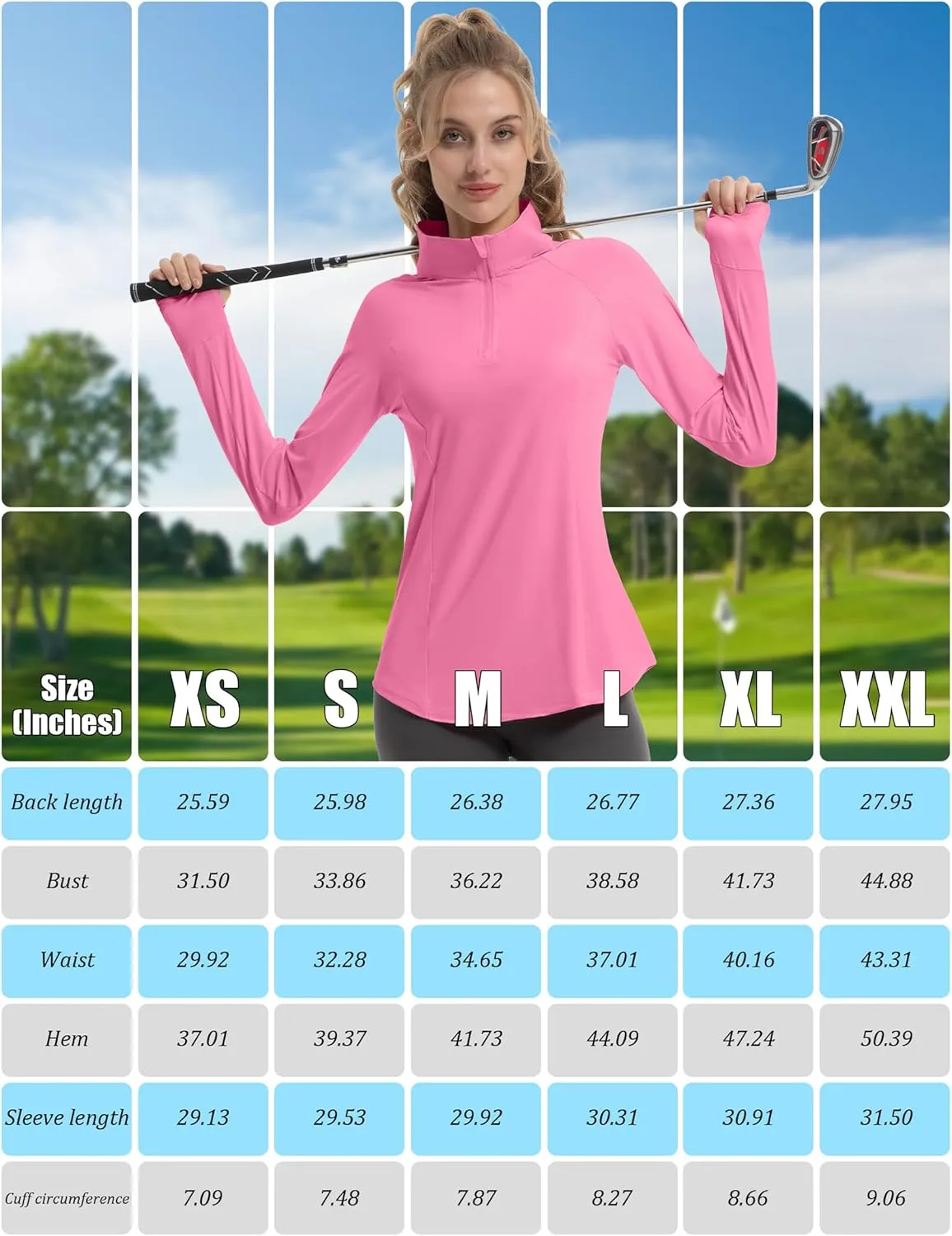 Women's Sun Shirts Long Sleeve Athletic Jackets UPF 50  Top with Thumb Holes Quick Dry for Golf Tennis Hiking
