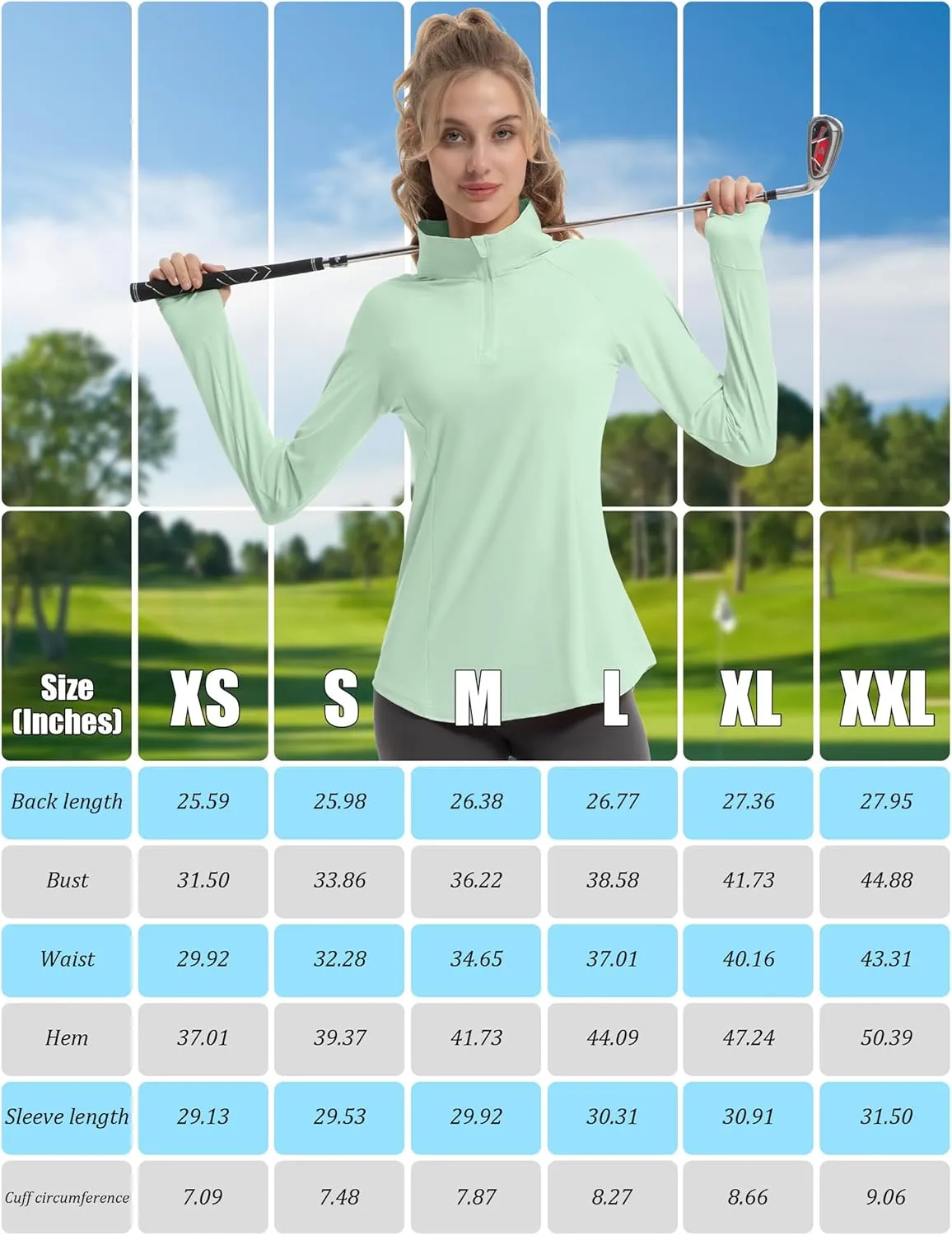 Women's Sun Shirts Long Sleeve Athletic Jackets UPF 50  Top with Thumb Holes Quick Dry for Golf Tennis Hiking