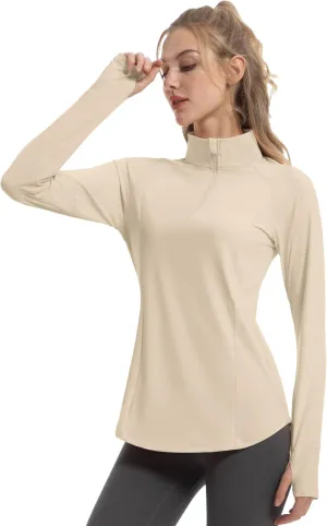 Women's Sun Shirts Long Sleeve Athletic Jackets UPF 50  Top with Thumb Holes Quick Dry for Golf Tennis Hiking
