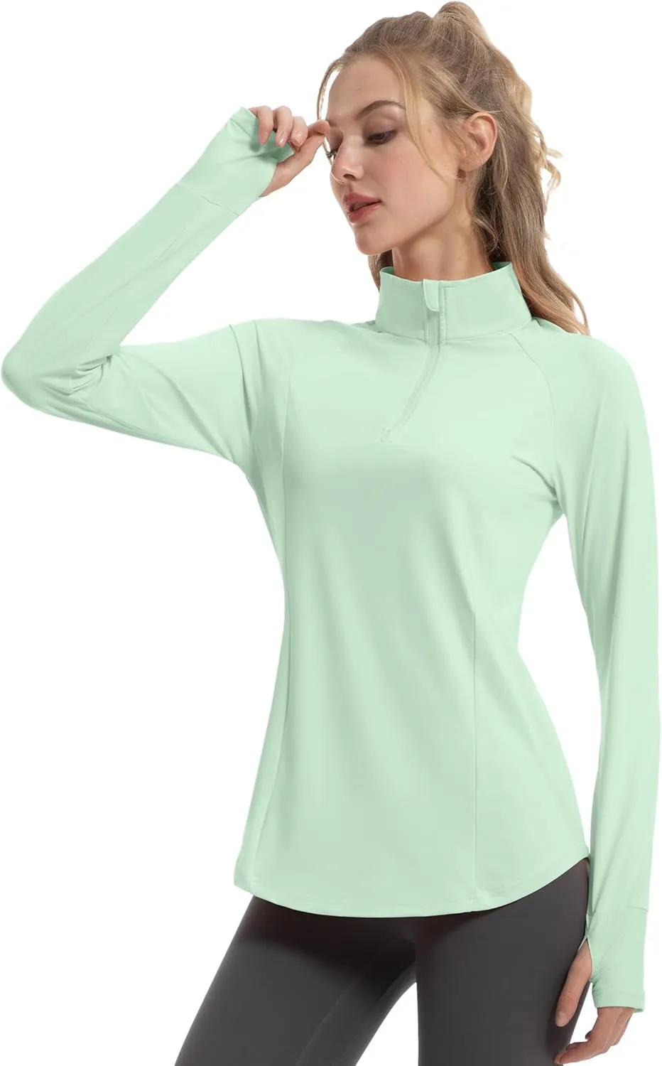 Women's Sun Shirts Long Sleeve Athletic Jackets UPF 50  Top with Thumb Holes Quick Dry for Golf Tennis Hiking