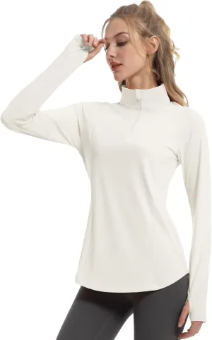 Women's Sun Shirts Long Sleeve Athletic Jackets UPF 50  Top with Thumb Holes Quick Dry for Golf Tennis Hiking