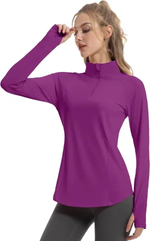 Women's Sun Shirts Long Sleeve Athletic Jackets UPF 50  Top with Thumb Holes Quick Dry for Golf Tennis Hiking