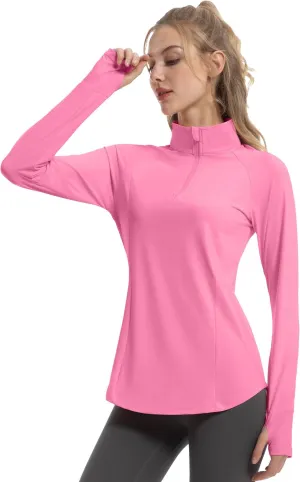 Women's Sun Shirts Long Sleeve Athletic Jackets UPF 50  Top with Thumb Holes Quick Dry for Golf Tennis Hiking