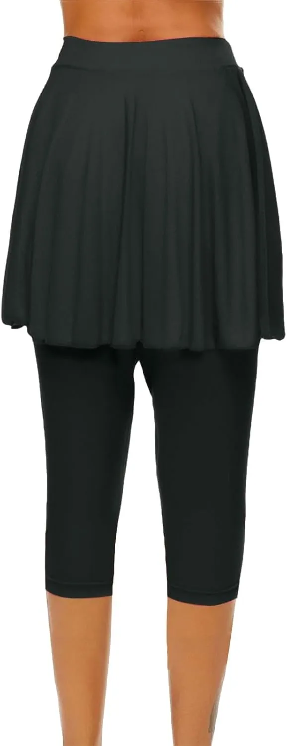 Women's Yoga Skirt with Built-in Leggings Summer High-Waisted Athletic Skorts Pants Breathable Running Outfits