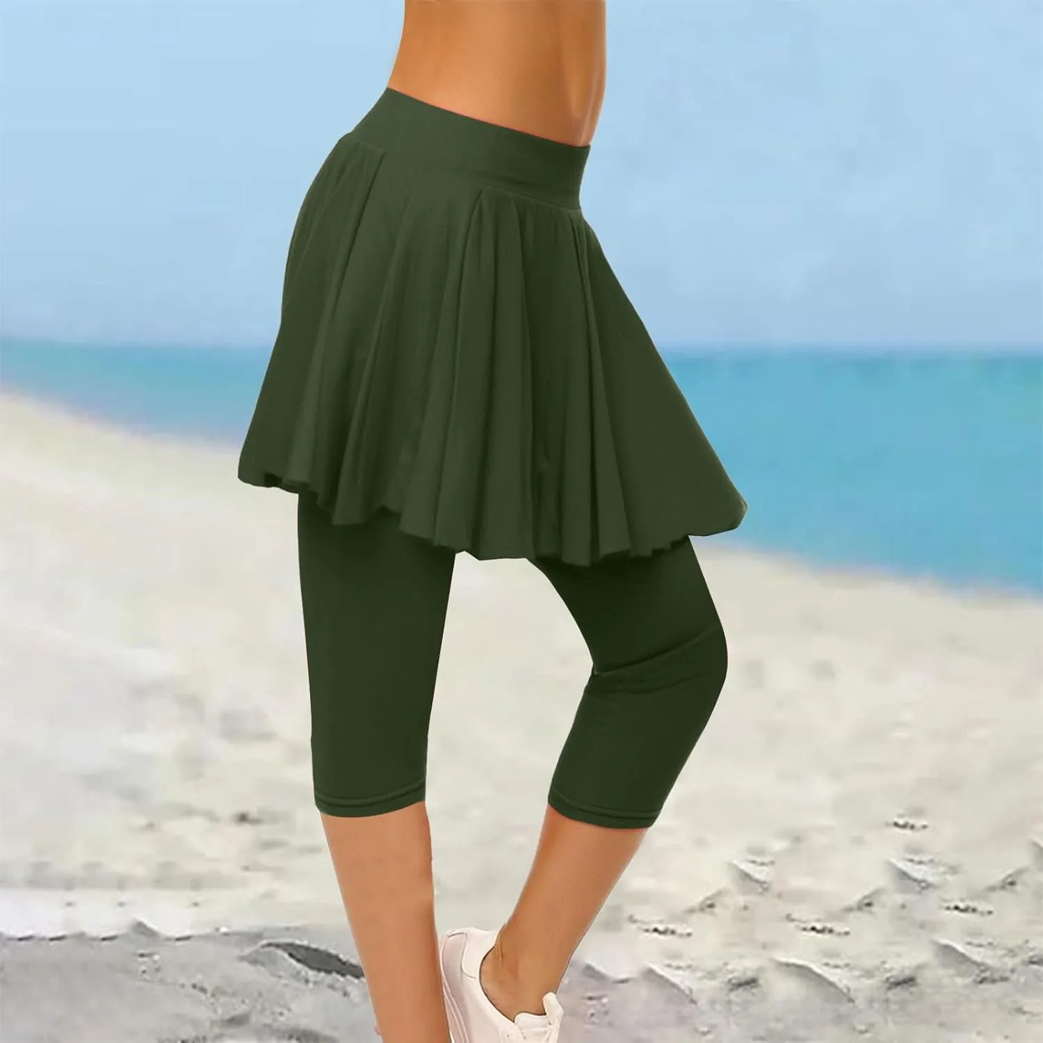 Women's Yoga Skirt with Built-in Leggings Summer High-Waisted Athletic Skorts Pants Breathable Running Outfits