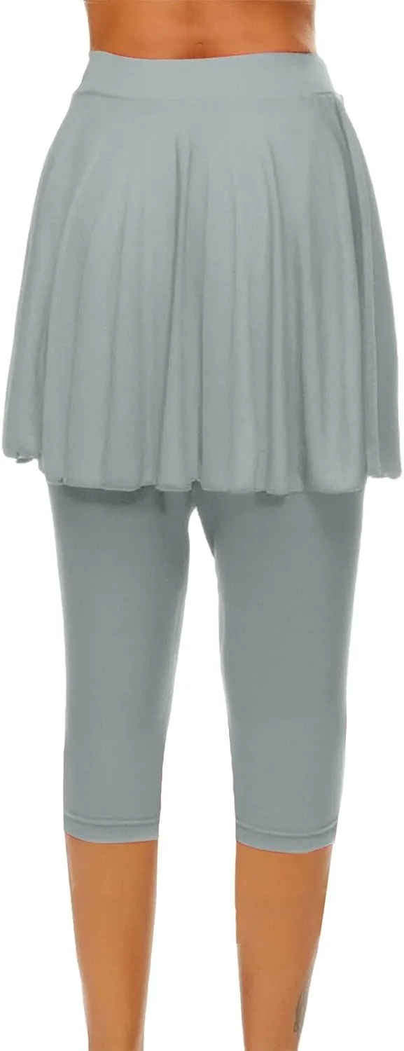 Women's Yoga Skirt with Built-in Leggings Summer High-Waisted Athletic Skorts Pants Breathable Running Outfits