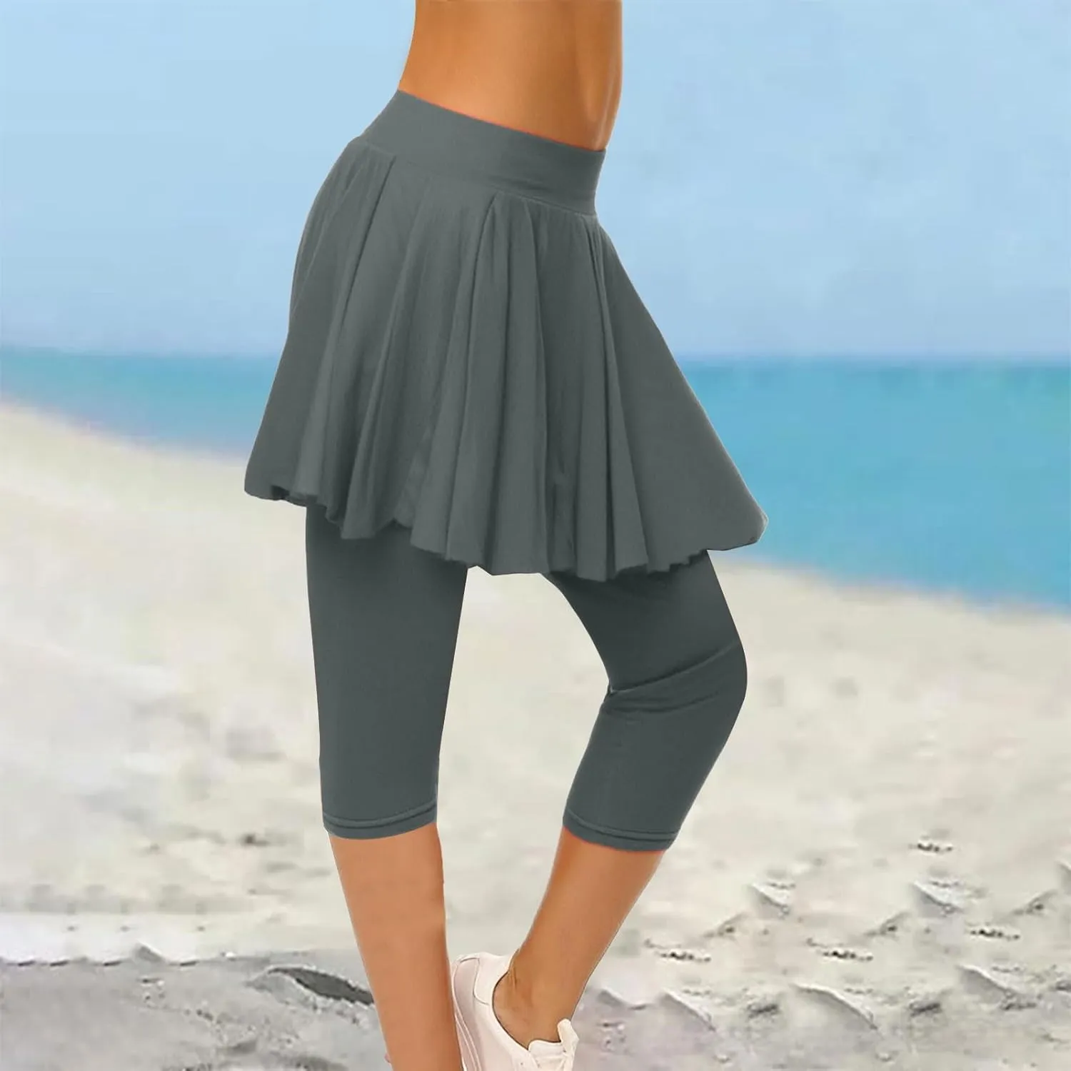 Women's Yoga Skirt with Built-in Leggings Summer High-Waisted Athletic Skorts Pants Breathable Running Outfits