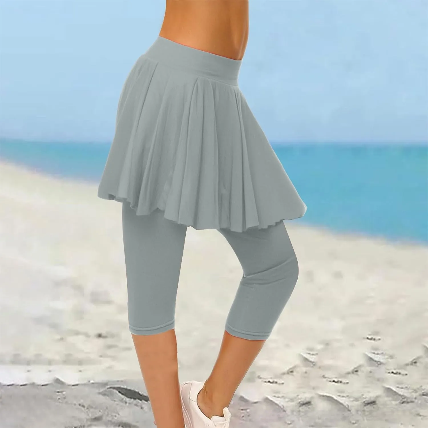 Women's Yoga Skirt with Built-in Leggings Summer High-Waisted Athletic Skorts Pants Breathable Running Outfits