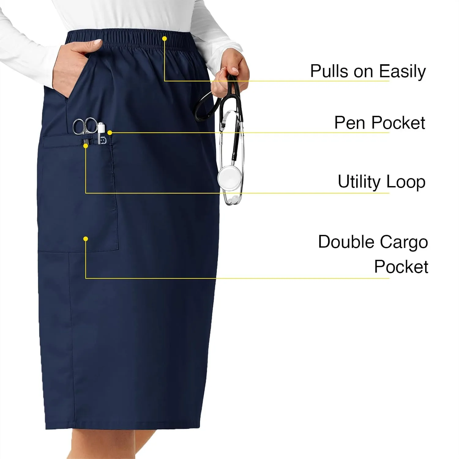 WonderWink Women's Wonderwork Pull-on Cargo Scrub Skirt