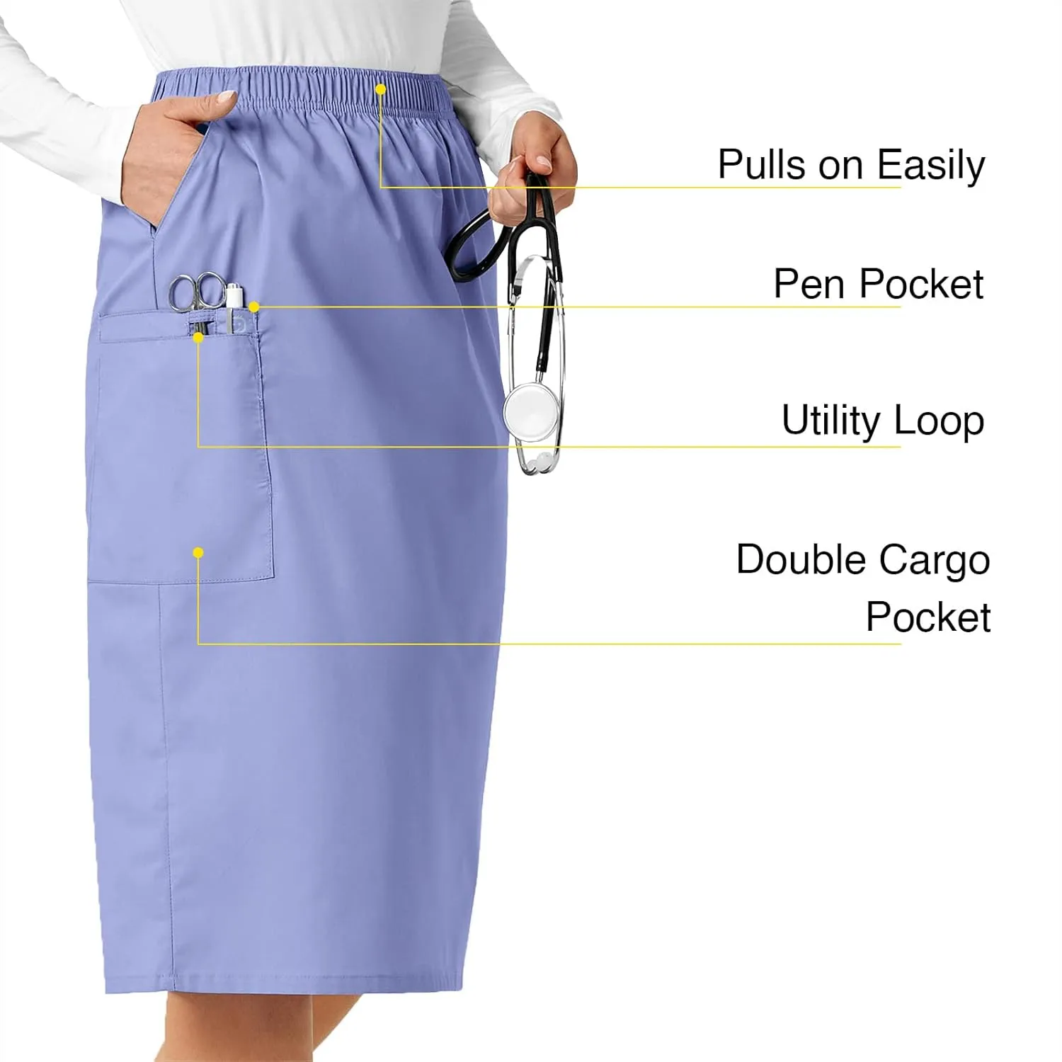 WonderWink Women's Wonderwork Pull-on Cargo Scrub Skirt