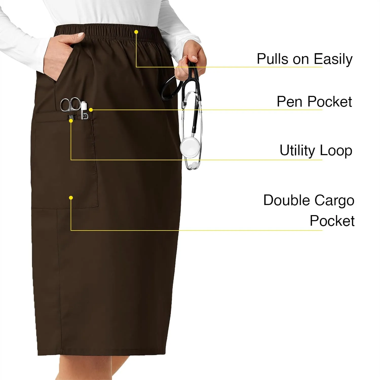WonderWink Women's Wonderwork Pull-on Cargo Scrub Skirt