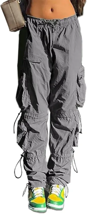 Xineicy Y2K Baggy Pants for Women Vintage Sweatpants Wide Leg Parachute Pants Hip Pop Cargo Pants