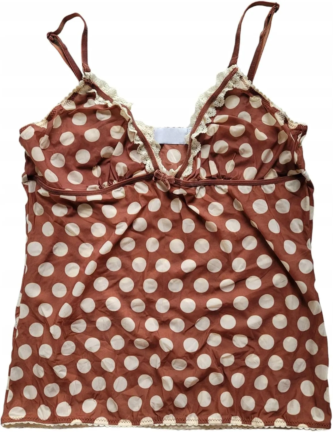 Y2K Tank Tops Women Polka Dot Cami Shirt Lace Trim Sleeveless V Neck Camisoles Sexy Backless Spaghetti Strap Crop Top