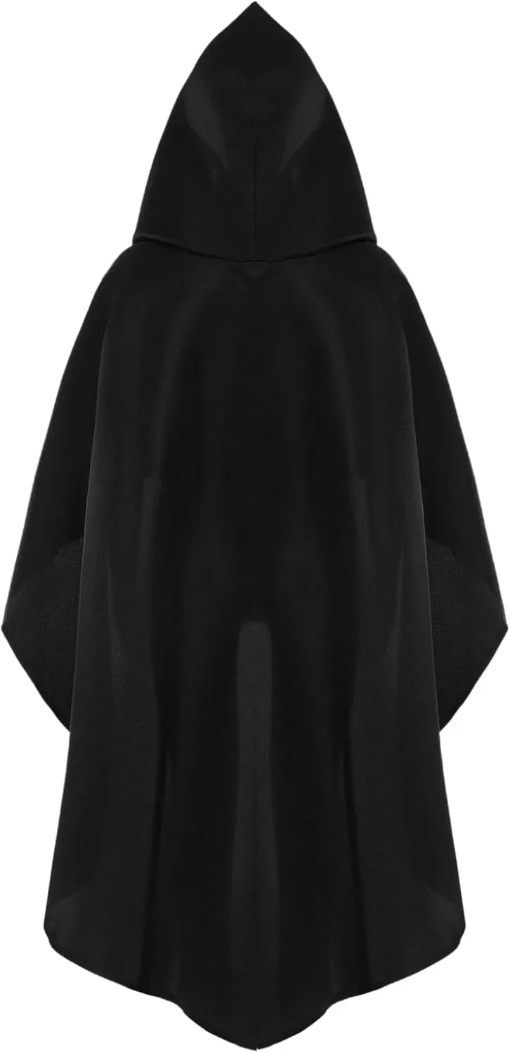 YEAHDOR Kids Medieval Renaissance Gothic Hooded Cloak Halloween Wizard Vampire Cosplay High-Low Ponchos Capes