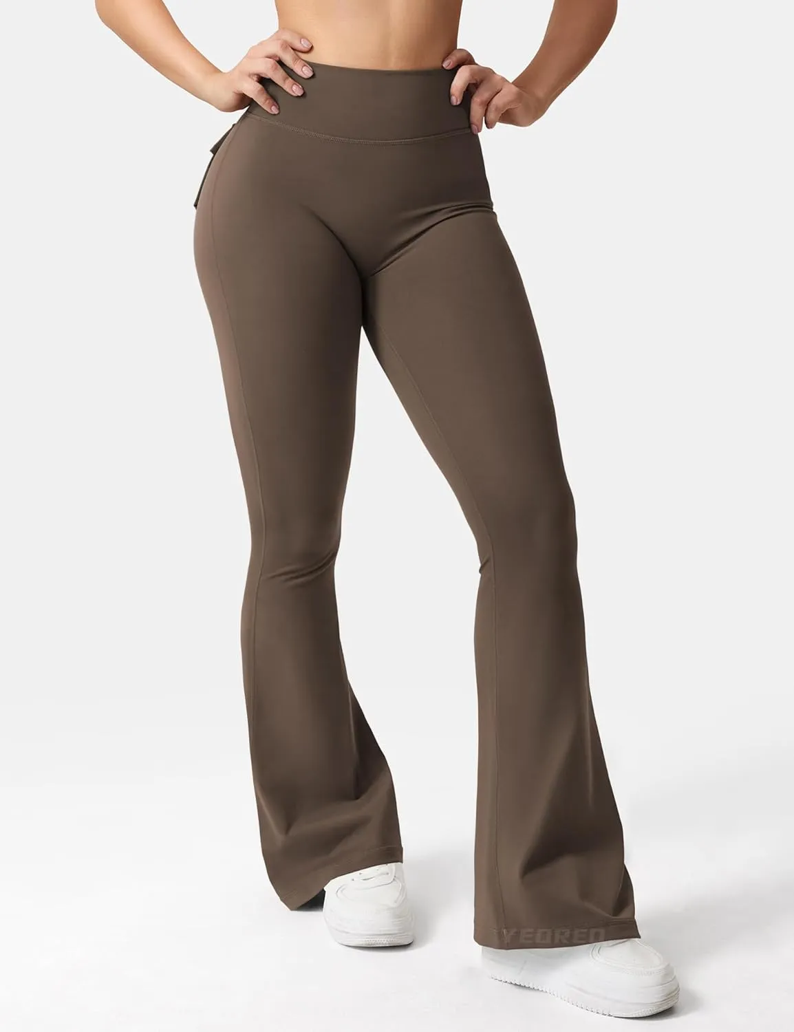 YEOREO CoreFlex Flare Leggings with Pockets for Women Scrunch Workout Leggings Butt Lifting Gym Yoga Pants