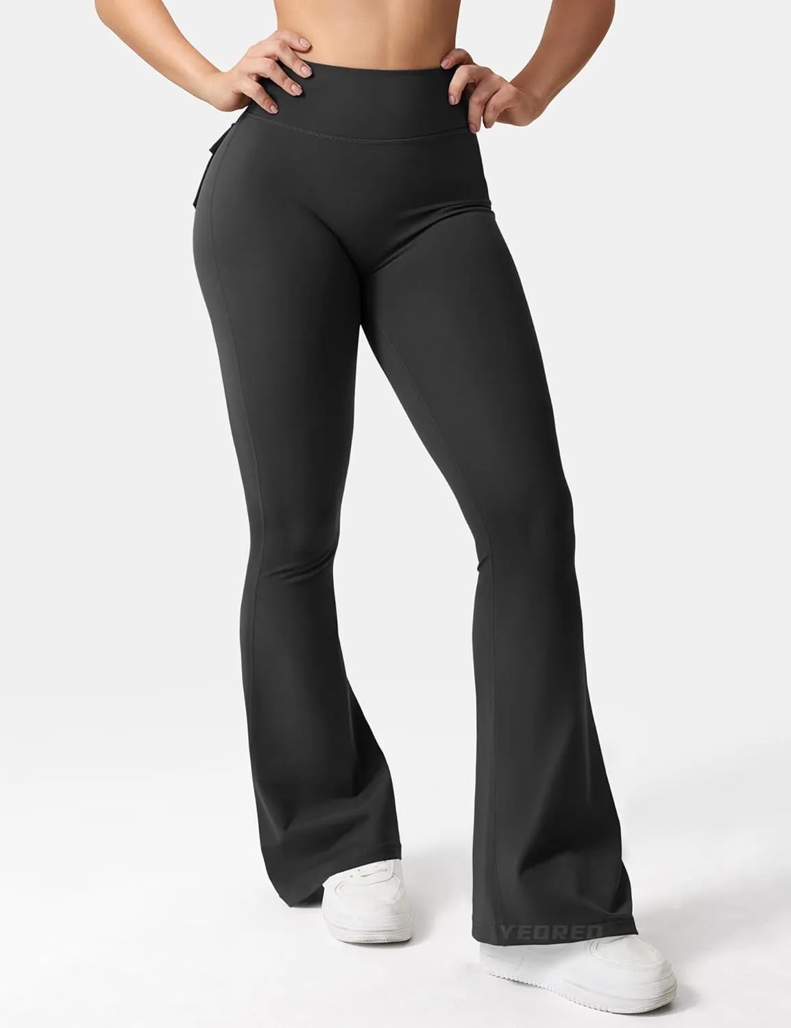 YEOREO CoreFlex Flare Leggings with Pockets for Women Scrunch Workout Leggings Butt Lifting Gym Yoga Pants
