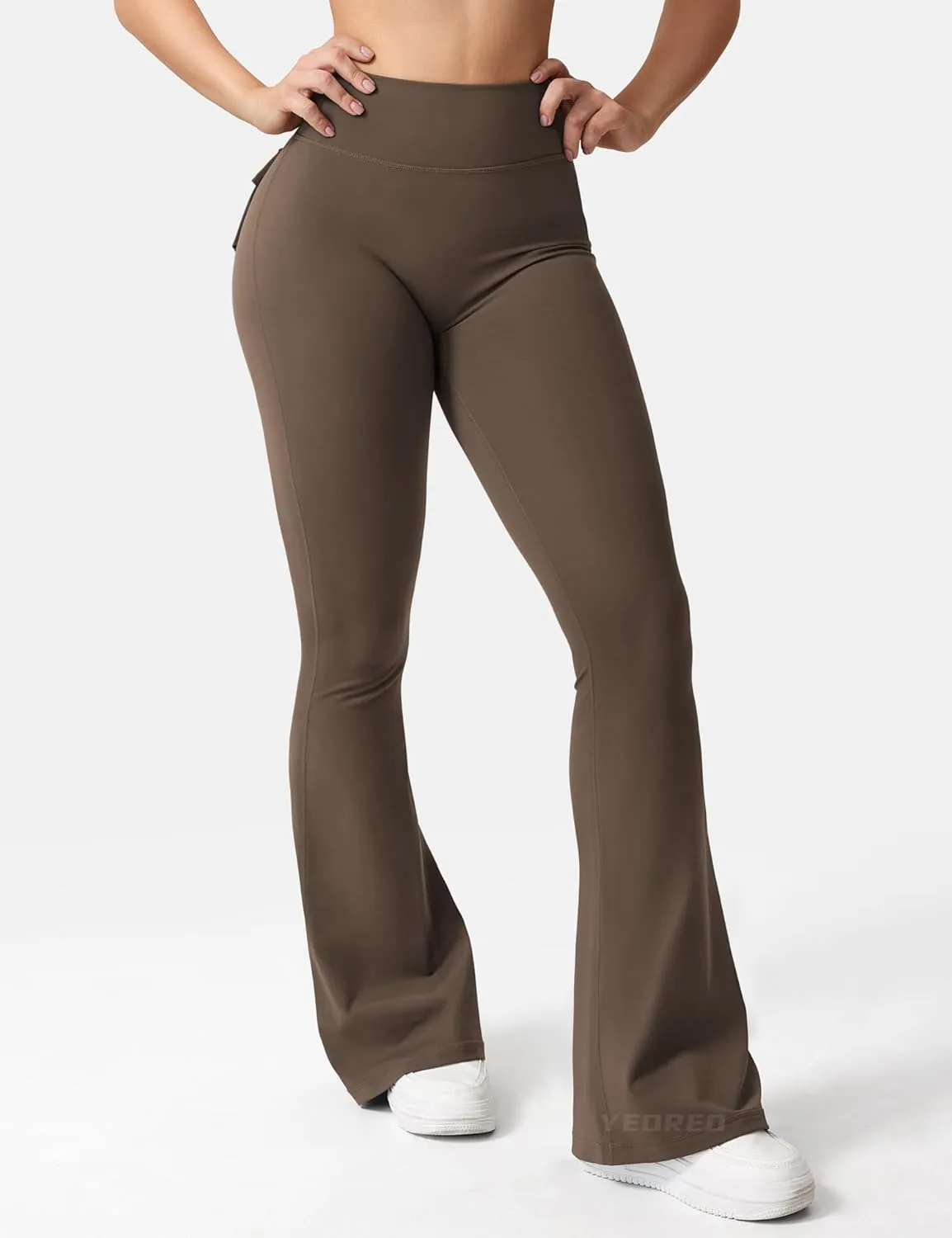 YEOREO CoreFlex Flare Leggings with Pockets for Women Scrunch Workout Leggings Butt Lifting Gym Yoga Pants