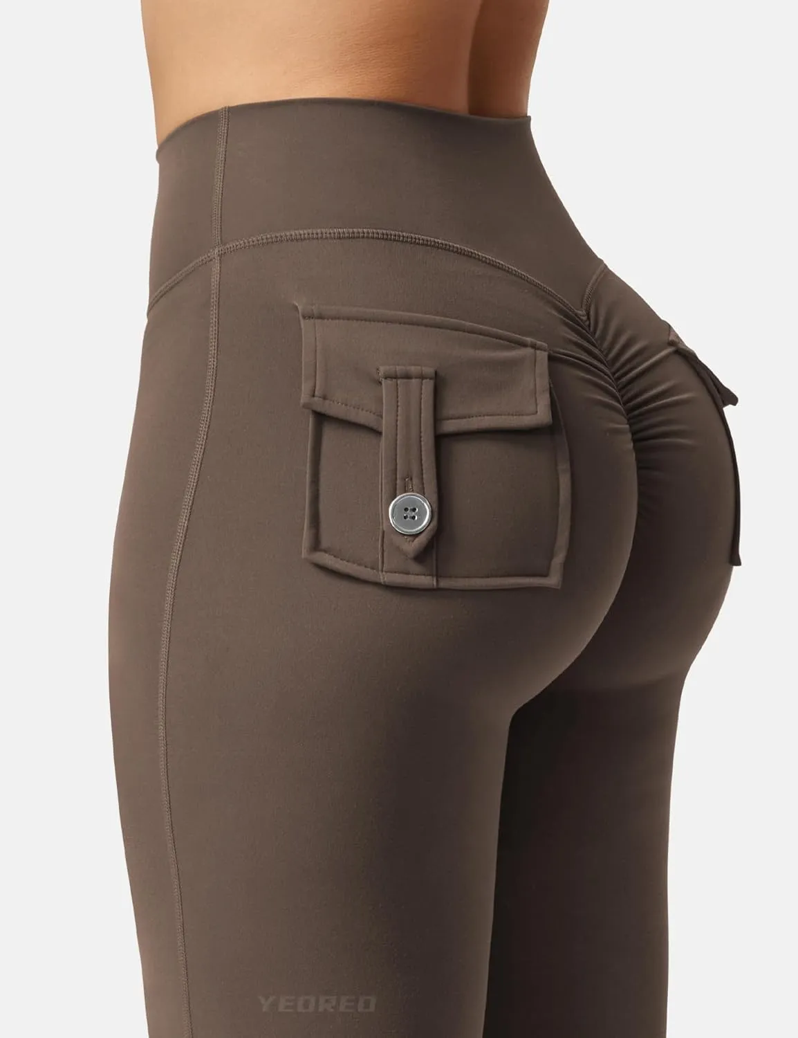 YEOREO CoreFlex Flare Leggings with Pockets for Women Scrunch Workout Leggings Butt Lifting Gym Yoga Pants